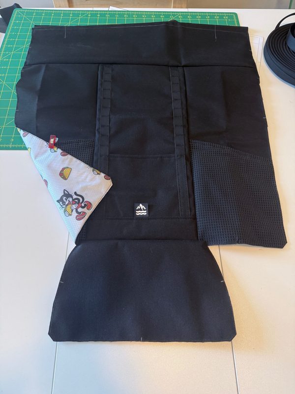 Front panel and lining of the 17L Rolltop Daypack during construction